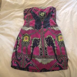 Mara Hoffman Pink Peacock Strapless dress 🦚